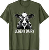 Farmstead Legends Legend Dairy, Cool Cow with Sunglasses T-Shirt - Olive Green