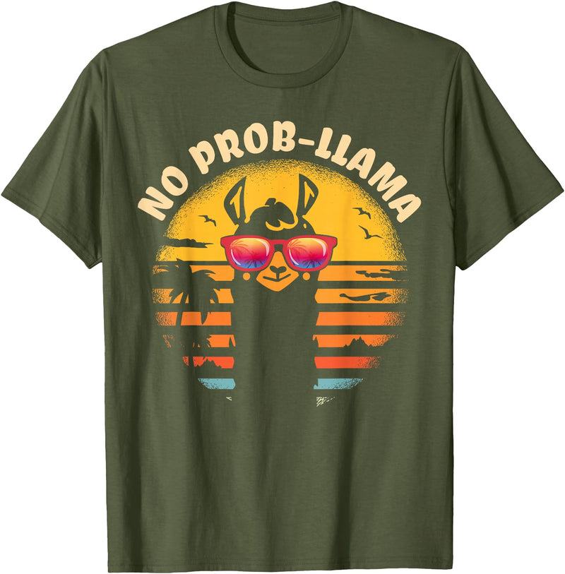 Retro No Prob-Llama & Alpaca Lover Gifts Retro NO Prob-Llama Gift - Vintage Llama Alpaca T-Shirt - Olive Green