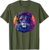 Cool lion gifts Lion gifts for kids Lion gifts men Lion with sunglasses retro sun T-Shirt - Olive Green