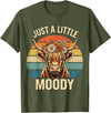 Just A Little Moody Funny Cow Tee Highland Cow Vintage Flower Funny Farm Farmer T-Shirt - Olive Green