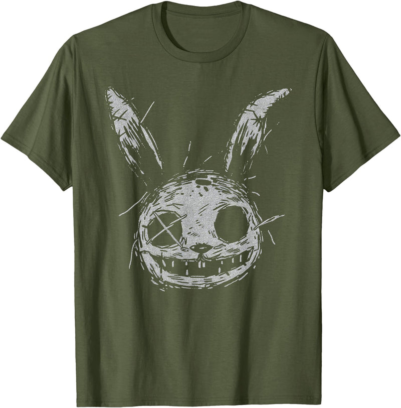 Evil Scary Bunny Rabbit Alt Goth Grunge Horror Aesthetic T-Shirt in Olive Green