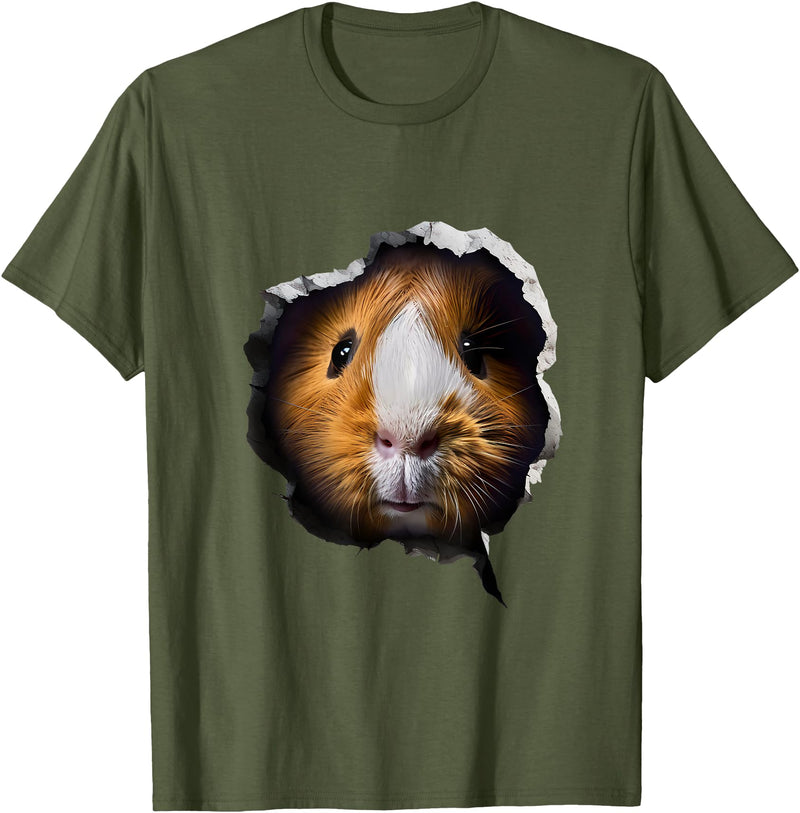 Guinea Pig Face Design Guinea Pig Face T-Shirt - Olive Green