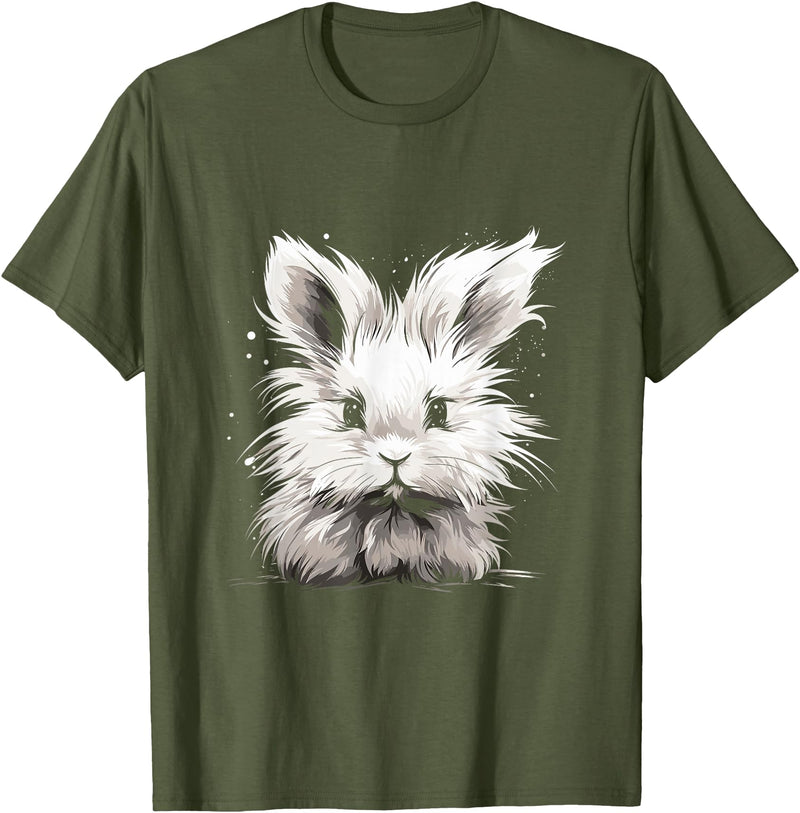 Angora Rabbits Owners Furry Rabbit T-Shirt in Olive Green