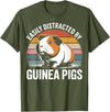 Funny Guinea Pigs Birthday and Deco Designs Easily Distracted By Guinea Pigs Funny Lover T-Shirt - Olive Green