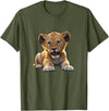 Lion Cubs Cute Lion Shirt Lions Lovers Gifts Lion Cub Angry Lion Lovers Lion Shirt Boys Girls Male Lions T-Shirt - Olive Green