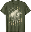 Usa Patriot American Bison Western Bufallo Bison USA Flag American Buffalo 4th of July T-Shirt - Olive Green