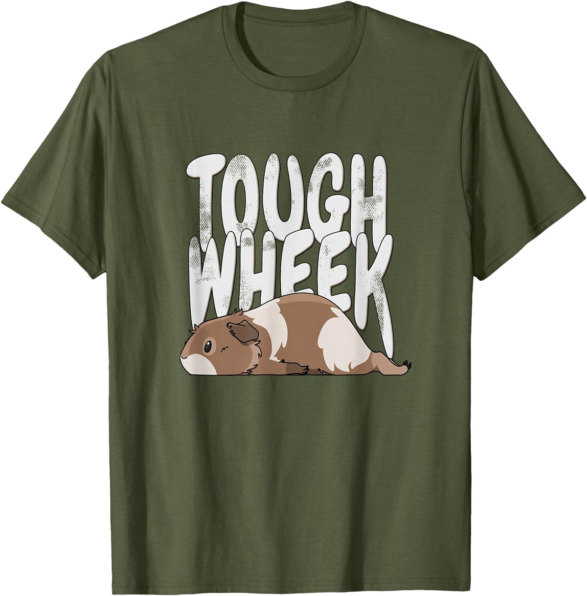 Picadilly Printables Guinea Pigs Guinea Pig Tough Wheek Brown & Cream Guinea Pig Pet T-Shirt - Olive Green