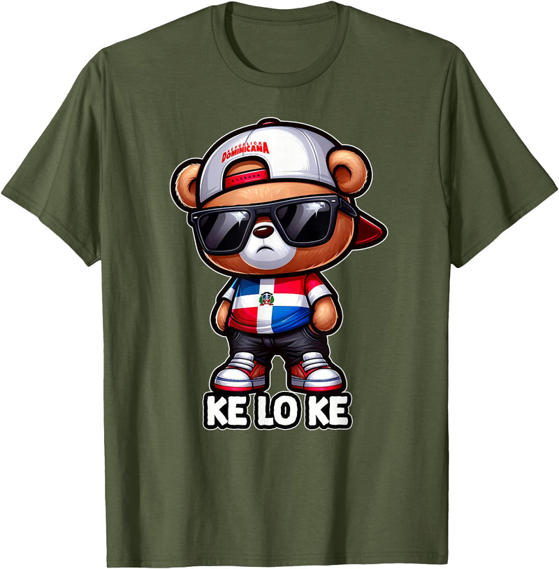KLK Teddy bear que lo que Dominican flag shirt DIMELO KE LO KE Dominican Republic Flag Republica Dominicana T-Shirt - Olive Green