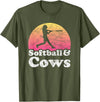 Softball and Cows Apparel Co Softball and Cows Women or Girls Cow T-Shirt - Olive Green