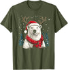 Funny Polar Bear Christmas Santa Hat Outfits Polar Bear Reindeer Santa Hat Christmas Pajama Funny Xmas T-Shirt - Olive Green