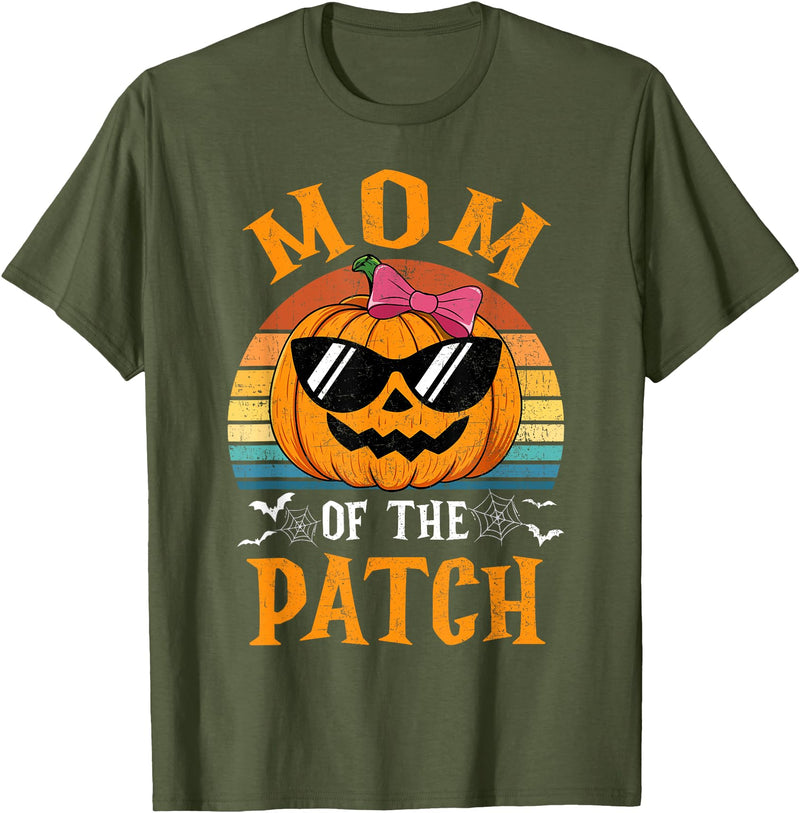 Halloween Pumpkin Patch Family Group Matching Pumpkin Mom Of The Patch Halloween Costume Family T-Shirt - Olive Green
