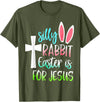 Silly Rabbit Easter Is for Jesus T-Shirt in Olive Green