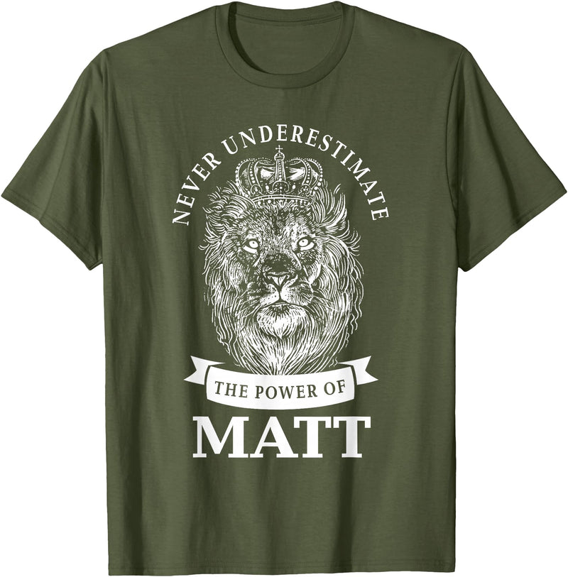Gifts for Matt Matt Gift Name Lion T-Shirt - Olive Green
