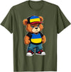Ukrainian Teddy Bear Breakdance Rapper Ukrainian Flag Teddy Bear Ukraine Hip Hop T-Shirt - Olive Green