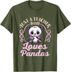 Cute Teacher Panda Bear Animal Lover Gifts Just a Teacher Who Loves Pandas Panda Lover Back to School T-Shirt - Olive Green