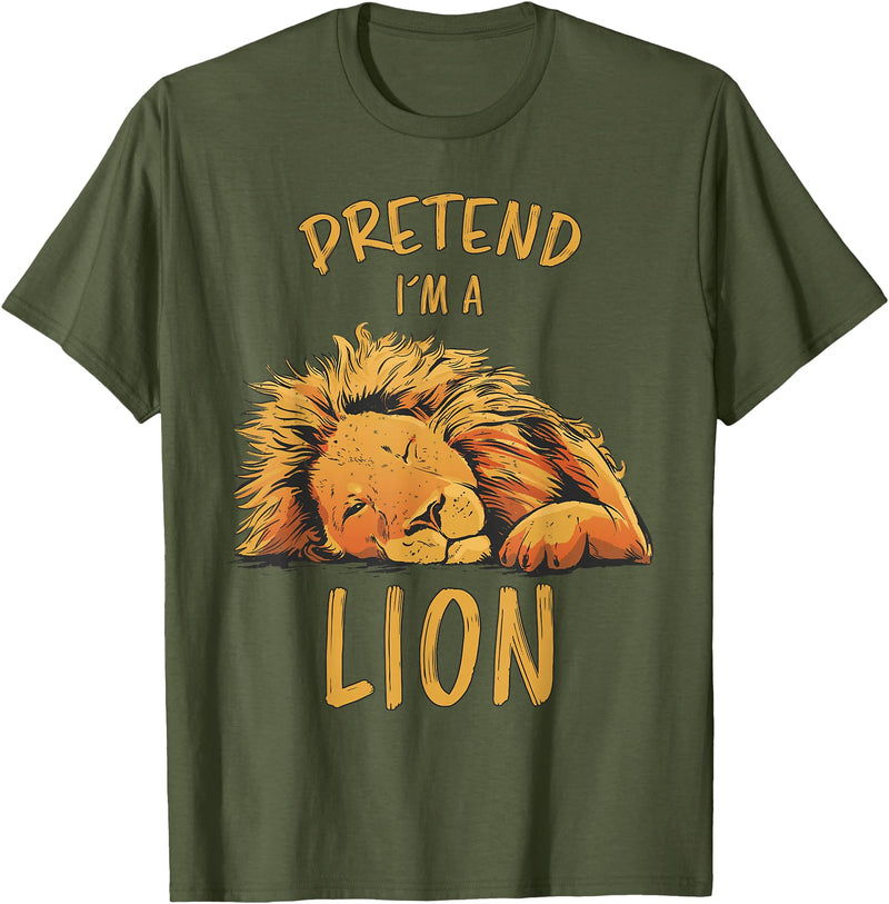 Funny Lions Zoo Safari Sleeping Lion Design Pretend Im A Lion Design Lion Sleeping Zoo Safari Lions T-Shirt - Olive Green