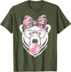 Polar Bear Bubblegum Polar Bear Wearing Glasses and Blowing Pink Bubble Gum T-Shirt - Olive Green
