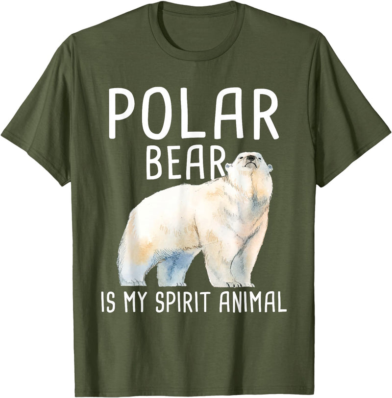 Funny Polar Bear Shirts Polar Bear is My Ghost Animal - Wildlife Lover Zookeeper T-Shirt - Olive Green