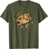 Lion Graphic - Wild Animal Lover Design Lion Outfit - Torn Design Picture Of A Lion's Face T-Shirt - Olive Green