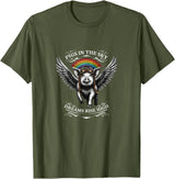 Schwein im Himmel – Träume steigen hoch Flying Pig with Wings in the Sky T-Shirt - Olive Green
