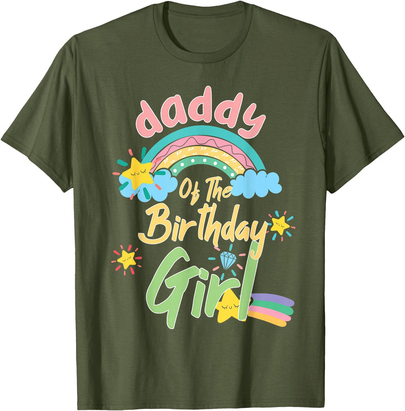 Birthday Girl Rainbow Matching Family Daddy Of The Birthday Girl Llama Matching Family T-Shirt - Olive Green