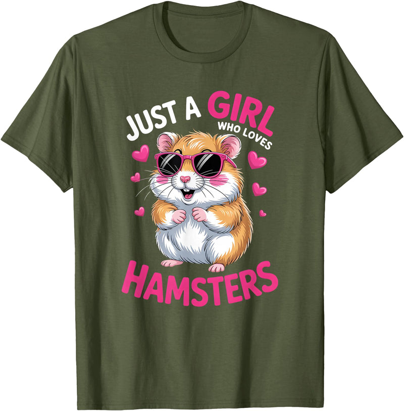 Girls Hamster T-Shirt - Olive Green