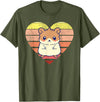 Cute Hamster Design Retro Heart Shape Vintage T-Shirt - Olive Green