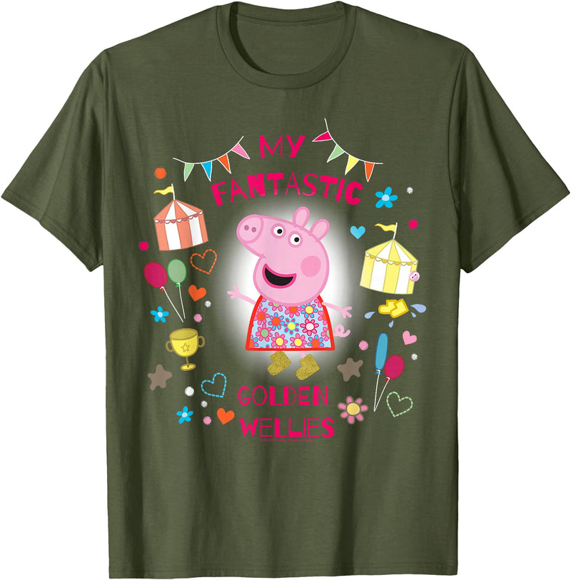 Peppa Pig Golden Wellies T-Shirt - Olive Green