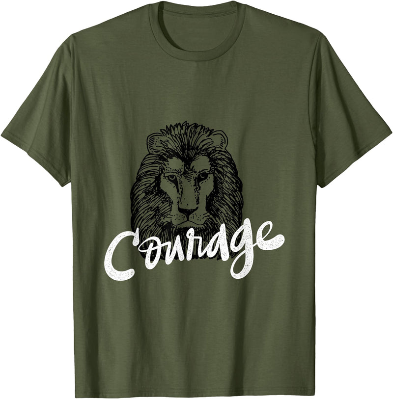 Totality Lion Head Courage T-Shirt T-Shirt - Olive Green