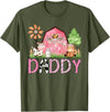 Pink Farm Cow Gender Reveal Party Daddy Pink Farm Animal Birthday Kids Matching Family T-Shirt - Olive Green