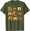 Coquette Bow Scottish Highland Cow Sunflower Shirt Baby Highland Cow With Sunflower Butterflies Farm Western T-Shirt - Olive