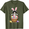 Cat Bunny Ears Eggs Meowy Easter Rabbit Lover Men Women Kids T-Shirt in Olive Green