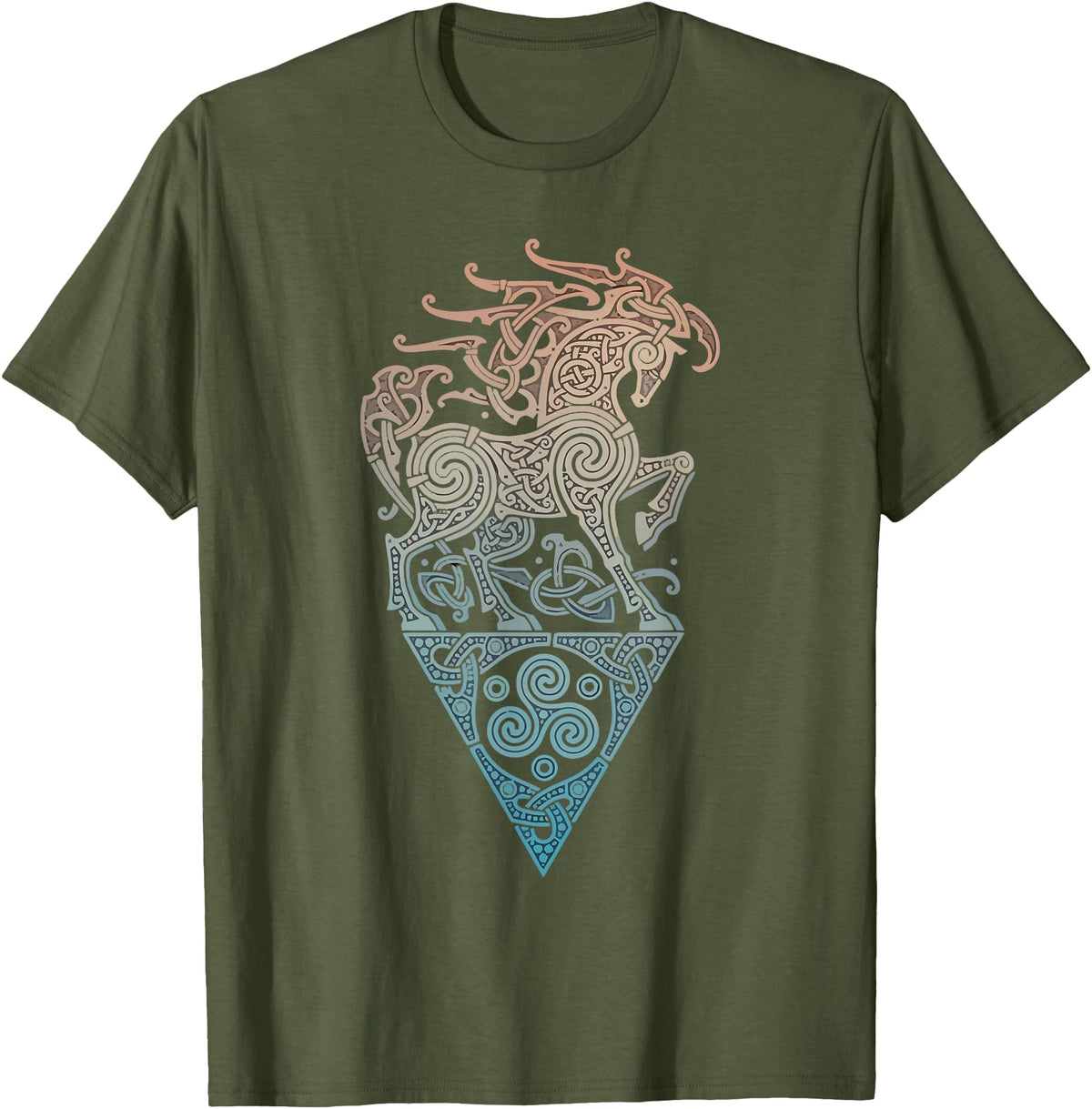 Norse Viking Mythology Great Love Horses VIKING CELTIC odins horse T-Shirt - Olive Green