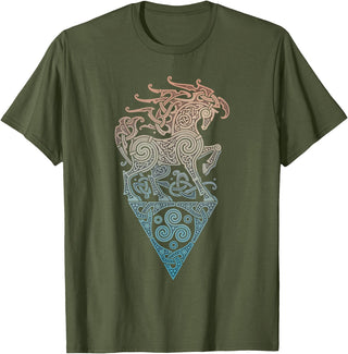 Norse Viking Mythology Great Love Horses VIKING CELTIC odins horse T-Shirt - Olive Green