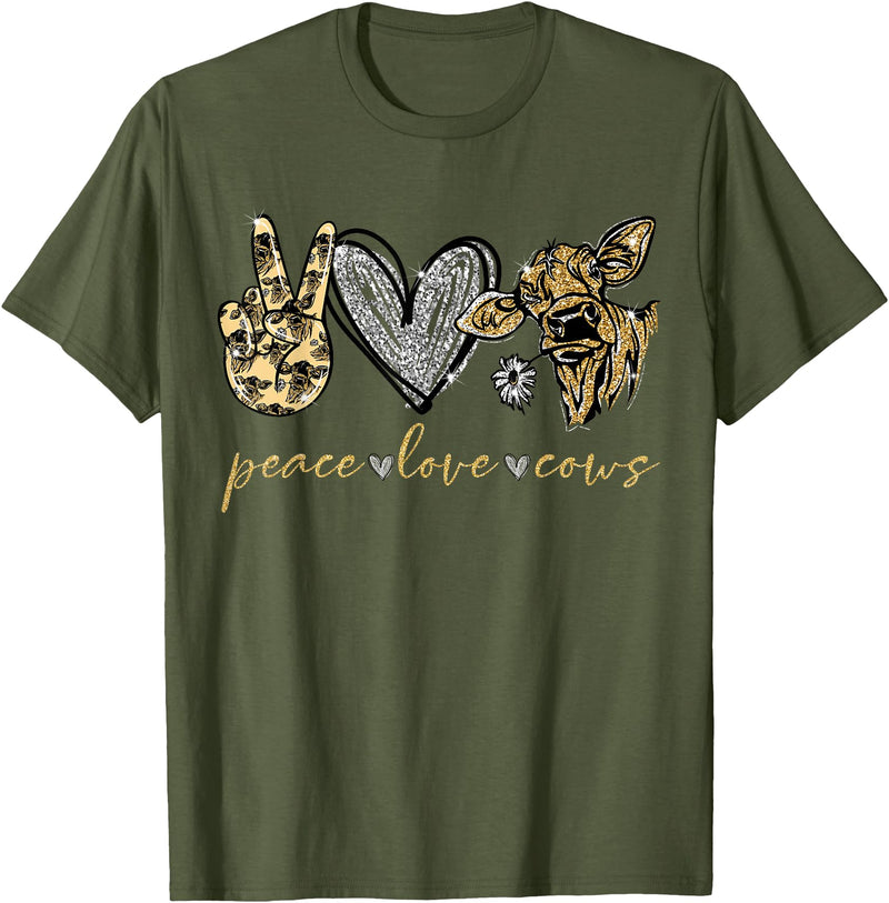 Funny Peace Love Cow - Cow Lover GiftT-Shirt Funny Peace Love Cow - Cow Lover Gift T-Shirt - Olive Green