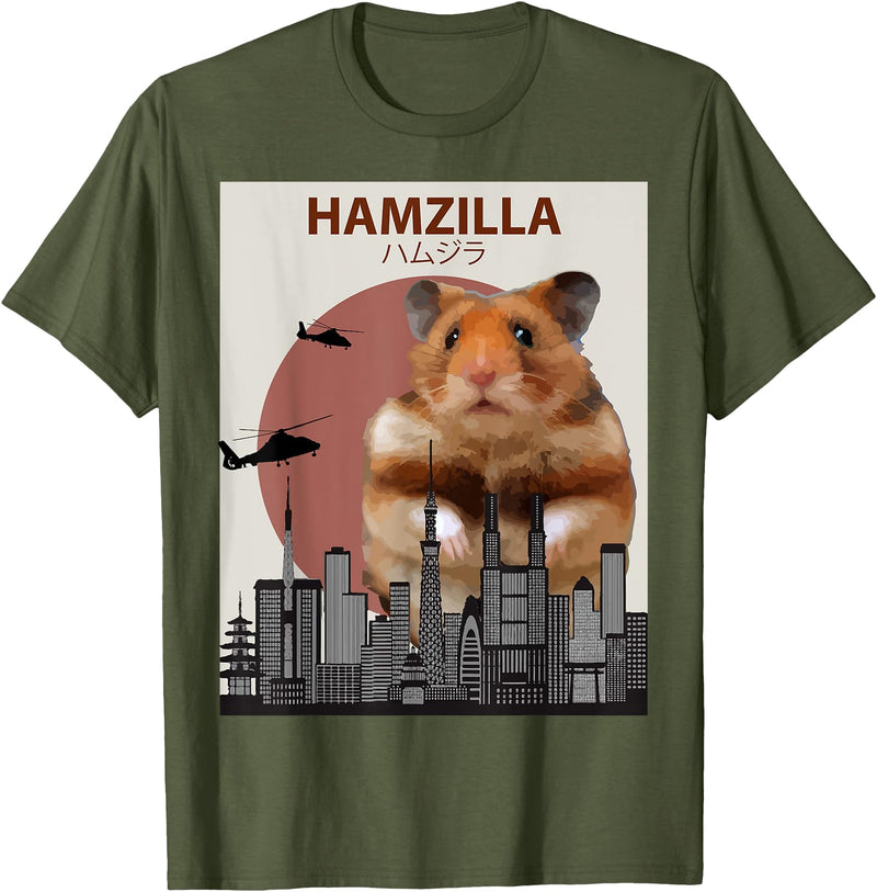 Funny Hamster T-Shirt Hamzilla- Cute Gift for Hamster Lovers T-Shirt - Olive Green
