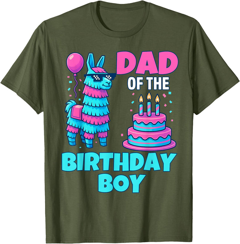 gaming gamer Birthday Llama Pinata Family Apparel dad of Birthday Boy Llama Pinata Party Family mathing Men T-Shirt - Olive Green