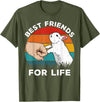 Retro Rabbit Best Friends for Life Funny Bunny Rabbit T-Shirt in Olive Green