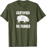 Pig Gifts for Men Women Boys Girls Toddlers by RJ - Unisex Adults Black Cotton 65% Polyester 35% Modern Animal Print Crew Neck Short Sleeve T-Shirt - Small - Office, Work - Casual - 1 Count - Olive Green