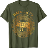 Chinese Zodiac Lunar New Year Astrology Horoscope Chinese New Year Of Pig Chinese Zodiac Year 2031 T-Shirt - Olive Green
