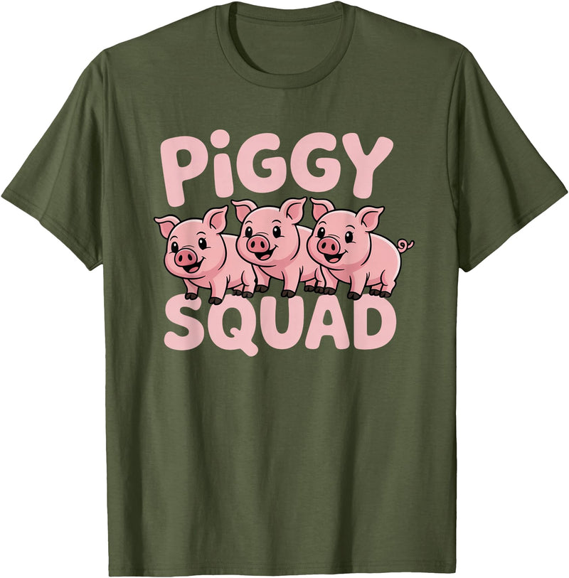 Piggy Squad - Matching Outfit Pig Lover Design T-Shirt - Olive Green