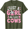 Funny Cow Farm Animal Lover Cow Cute Just a Girl Who Loves Cows T-Shirt - Olive Green
