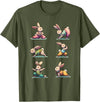 Easter Yoga Bunny Rabbit Spring Celebration Funny Yoga T-Shirt in Olive Green