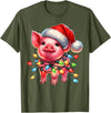 Christmas Pig Lover Christmas Light Pig Lover T-Shirt - Olive Green