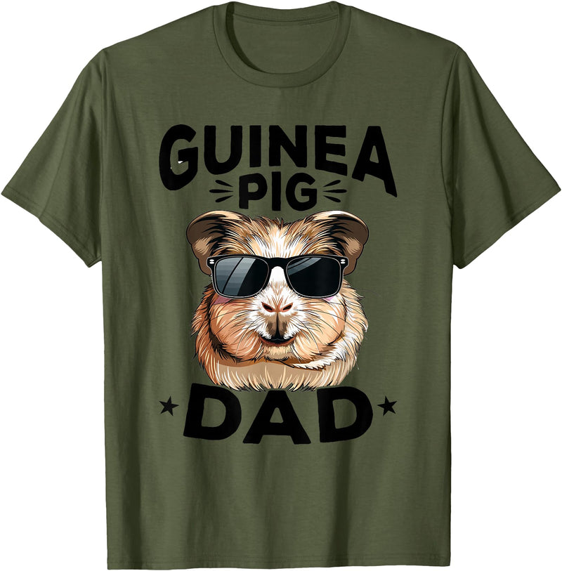 Funny Guinea Pig Pet Lover Rodent Lover Graphics Funny Guinea Pig Pet Lover Rodent Animal Guinea Pig Dad T-Shirt - Olive Green