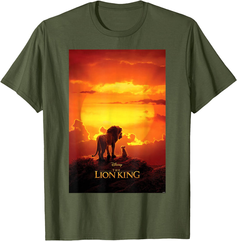 Disney The Lion King Live Action Mufasa Simba Sunset Poster T-Shirt - Olive Green