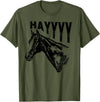 Funny Horse Riding Vintage Graphic Tee Funny Horse T-Shirt - Olive Green
