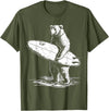 Bear Surf Creations BY TEERA Surfing Bear Cool Beach Adventure Design T-Shirt - Olive Green