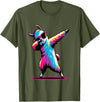 Dustwear Design - Dabbing and Dab Dabbing Llama with sunglasses Dancing Dab Llama motif T-Shirt - Olive Green