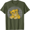 Disney Lion King Young Simba Distressed Stripes T-Shirt - Olive Green
